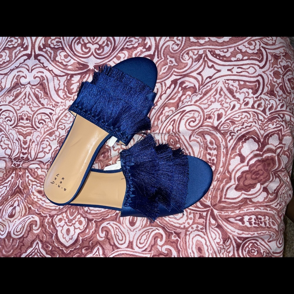 Cobalt blue slide sandals